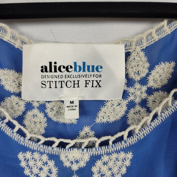 Alice Blue embroidered fringe blue birds stitch fix tank top blouse - Picture 3 of 6